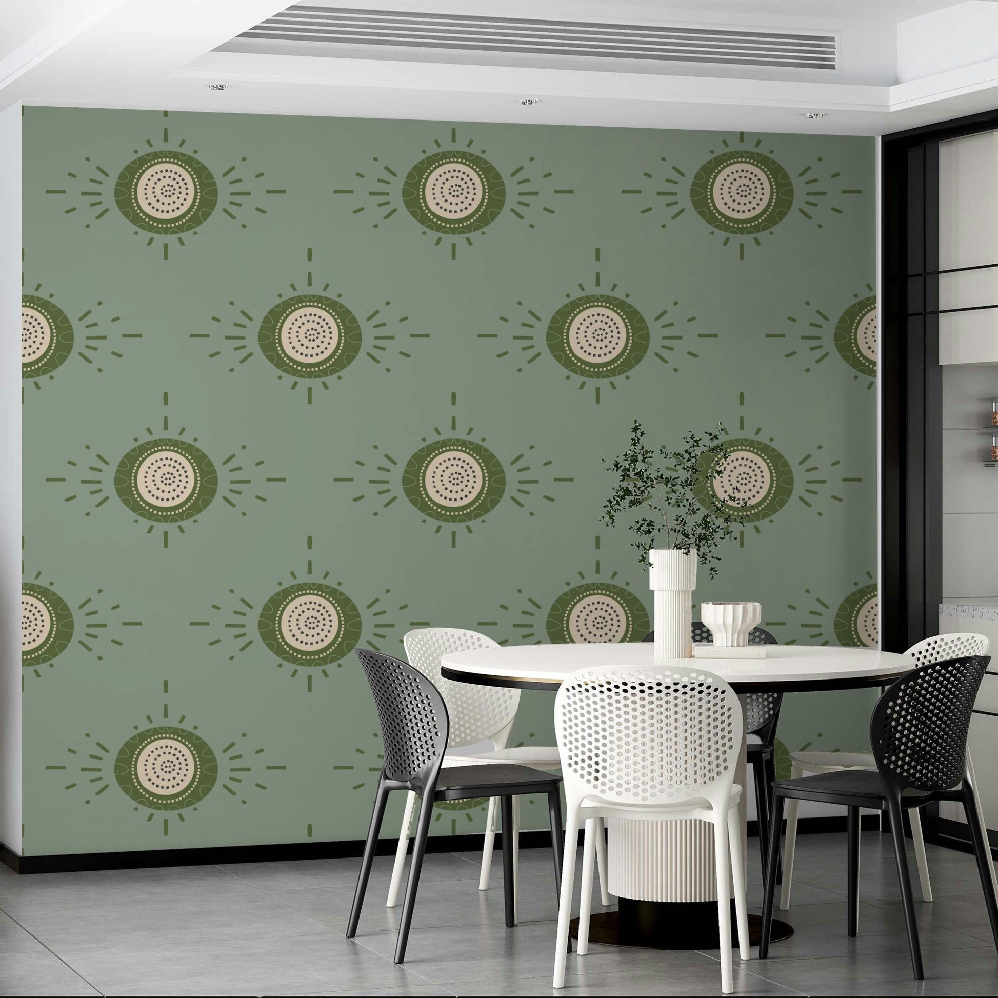 Bloom Light Sage Olive wallpaper adding warmth and elegance to any room

