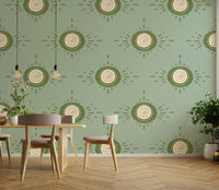 Scandinavian mid-mod design featuring earthy tones of sage and olive

