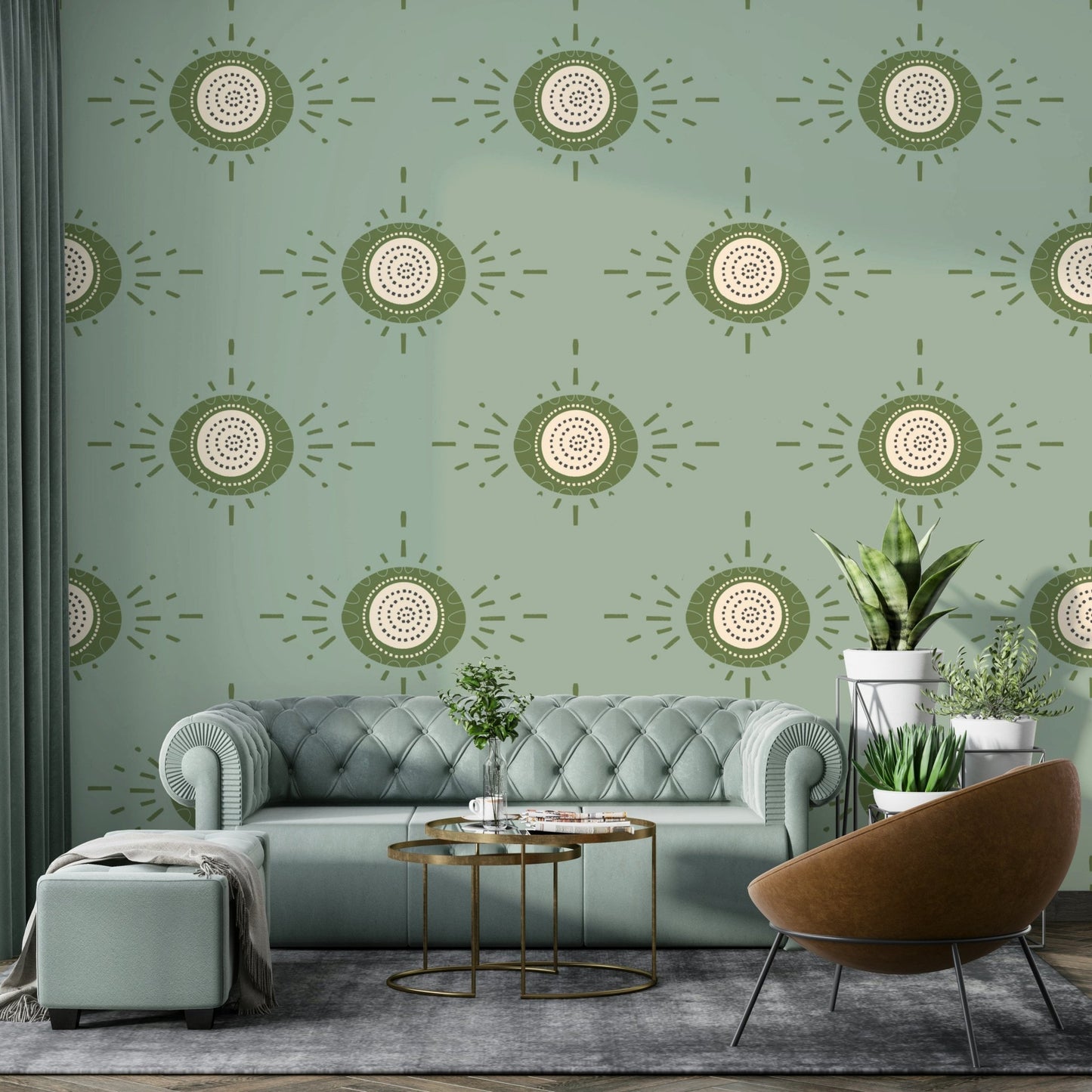 Timeless floral patterns in soft sage and olive perfect for contemporary spaces
