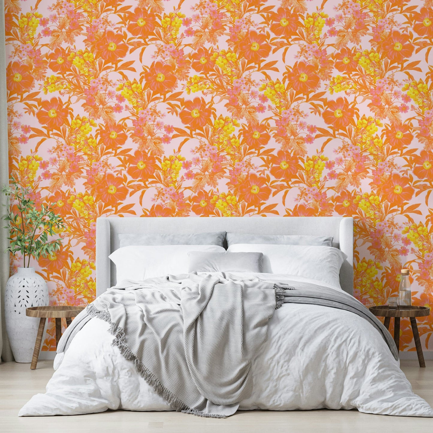 The color palette includes dusty rose, pale peach, and soft sage green.
