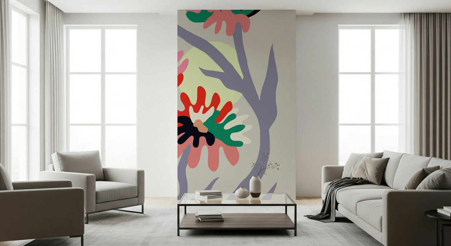 An artistic nature inspired mural for home decor.
