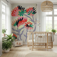 A beautiful modern art wall mural of delicate flowers.