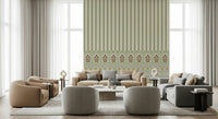 Floral wallpaper border featuring vertical striped wallpaper design