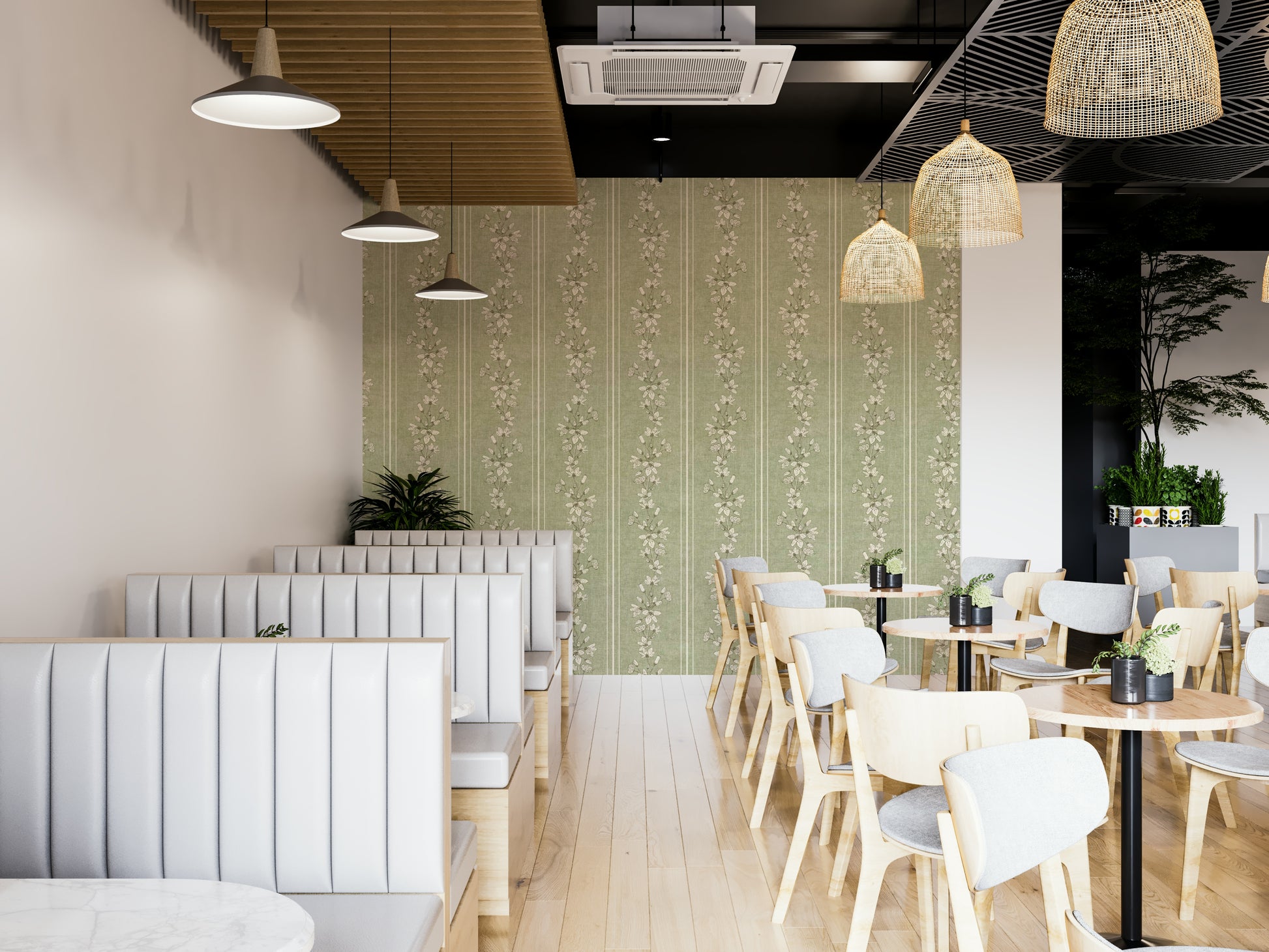 Subtle floral stripes for traditional interiors

