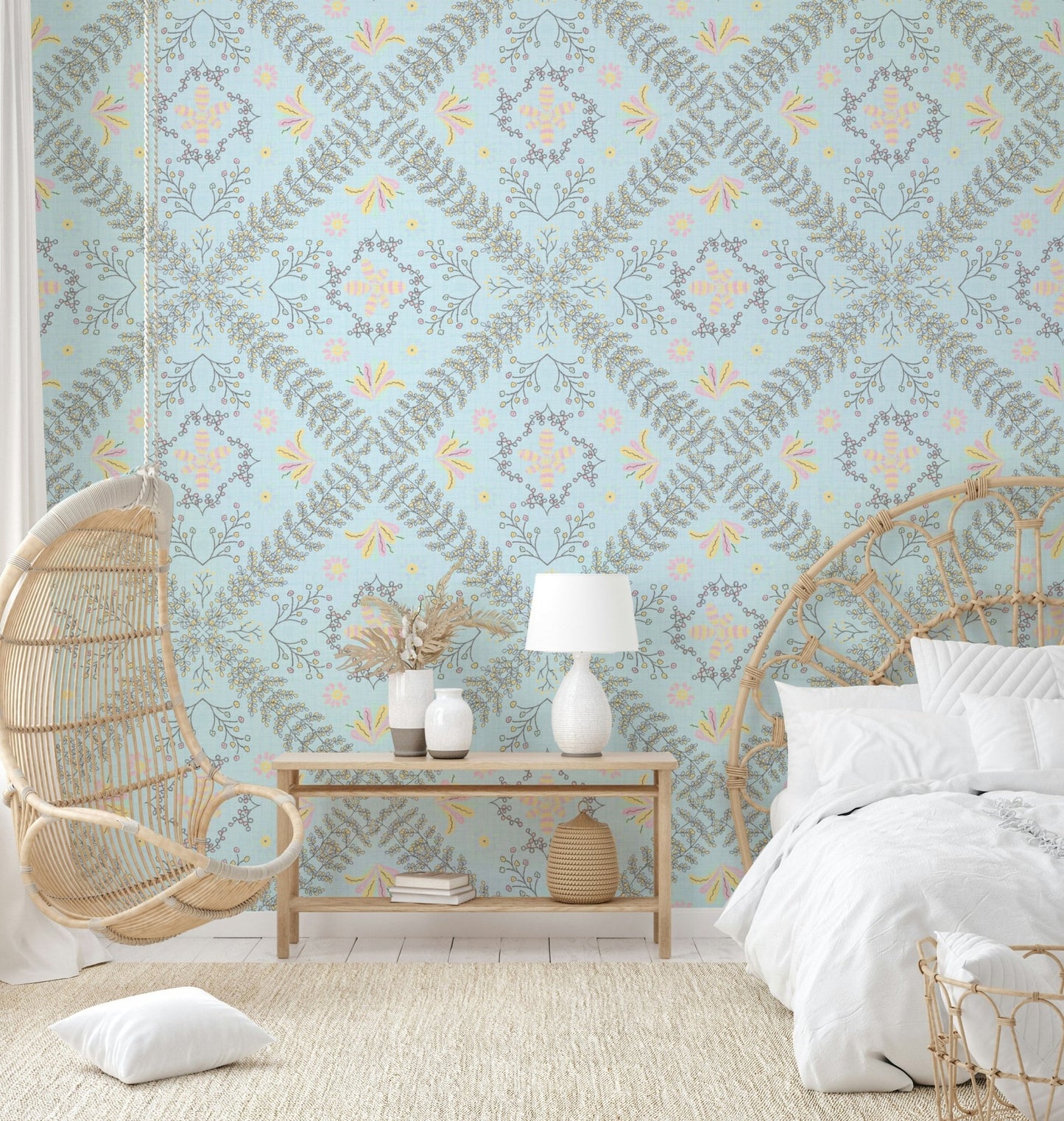 symmetrical floral tapestry design


