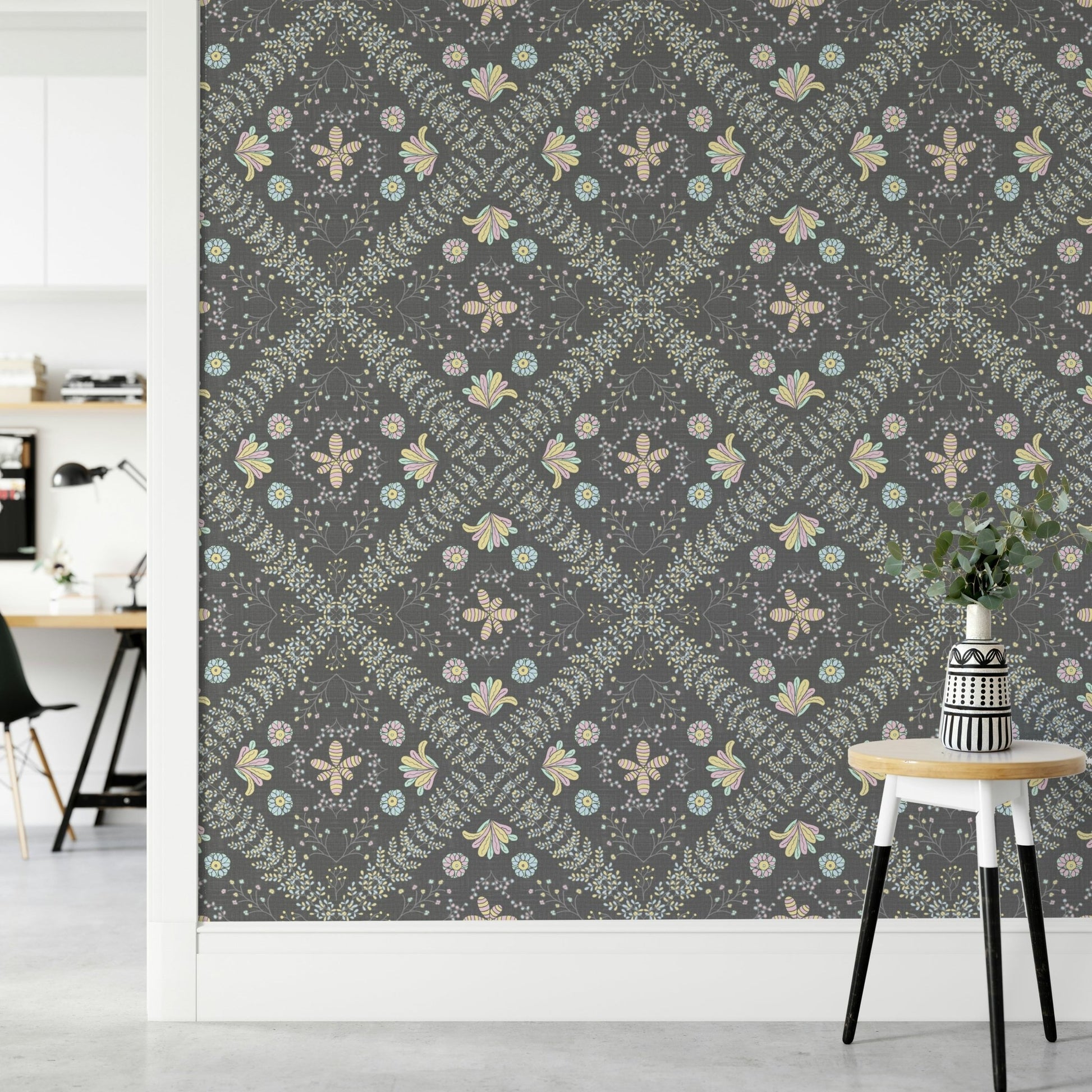 gentle floral wallpaper for a bedroom

