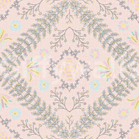 botanical motifs on a pink background

