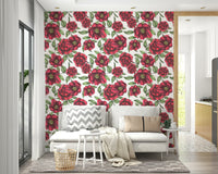 Classic camellia mural wallpaper for interiors

