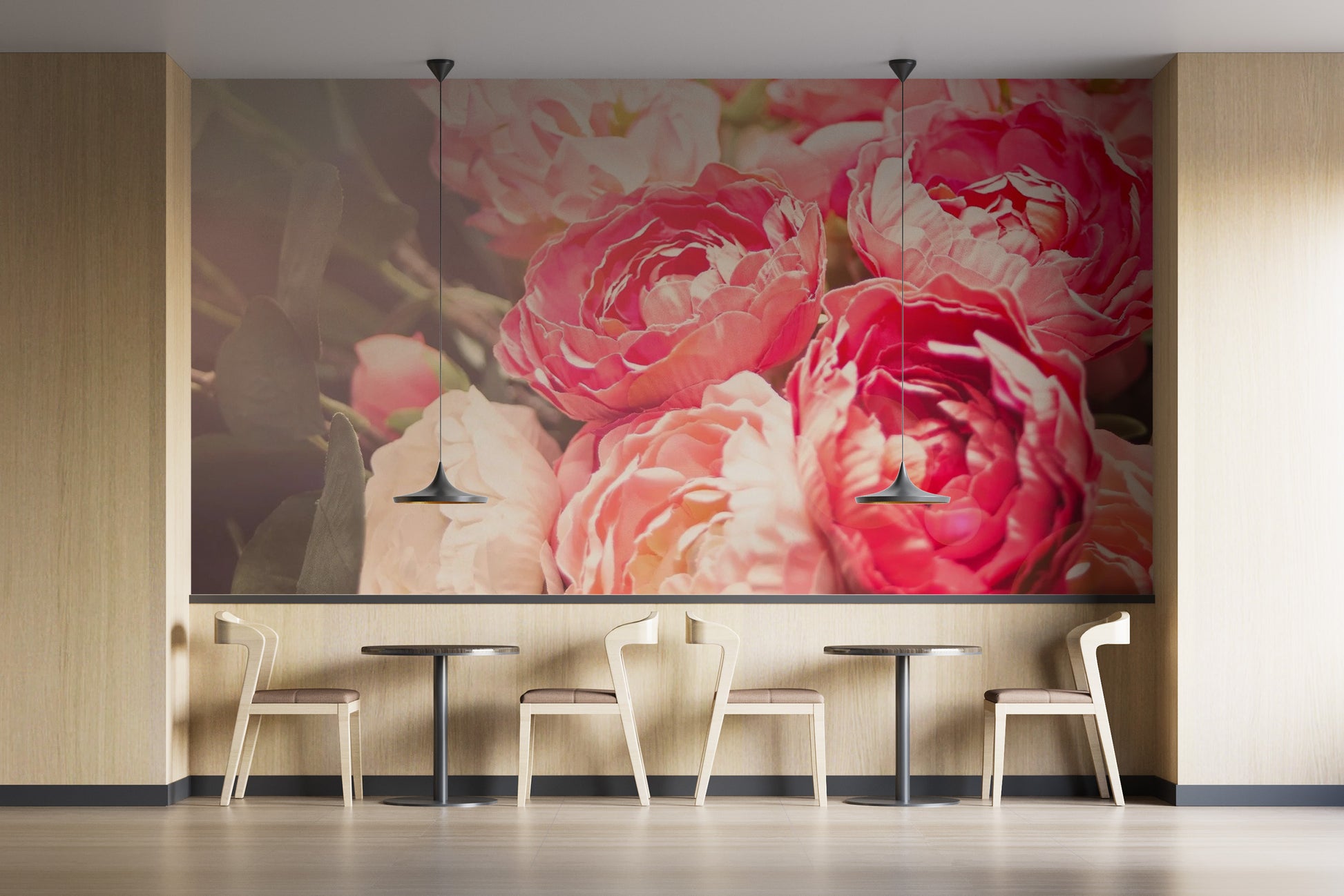 Realistic gardenia dining area wall mural with high definition Flowers textures.