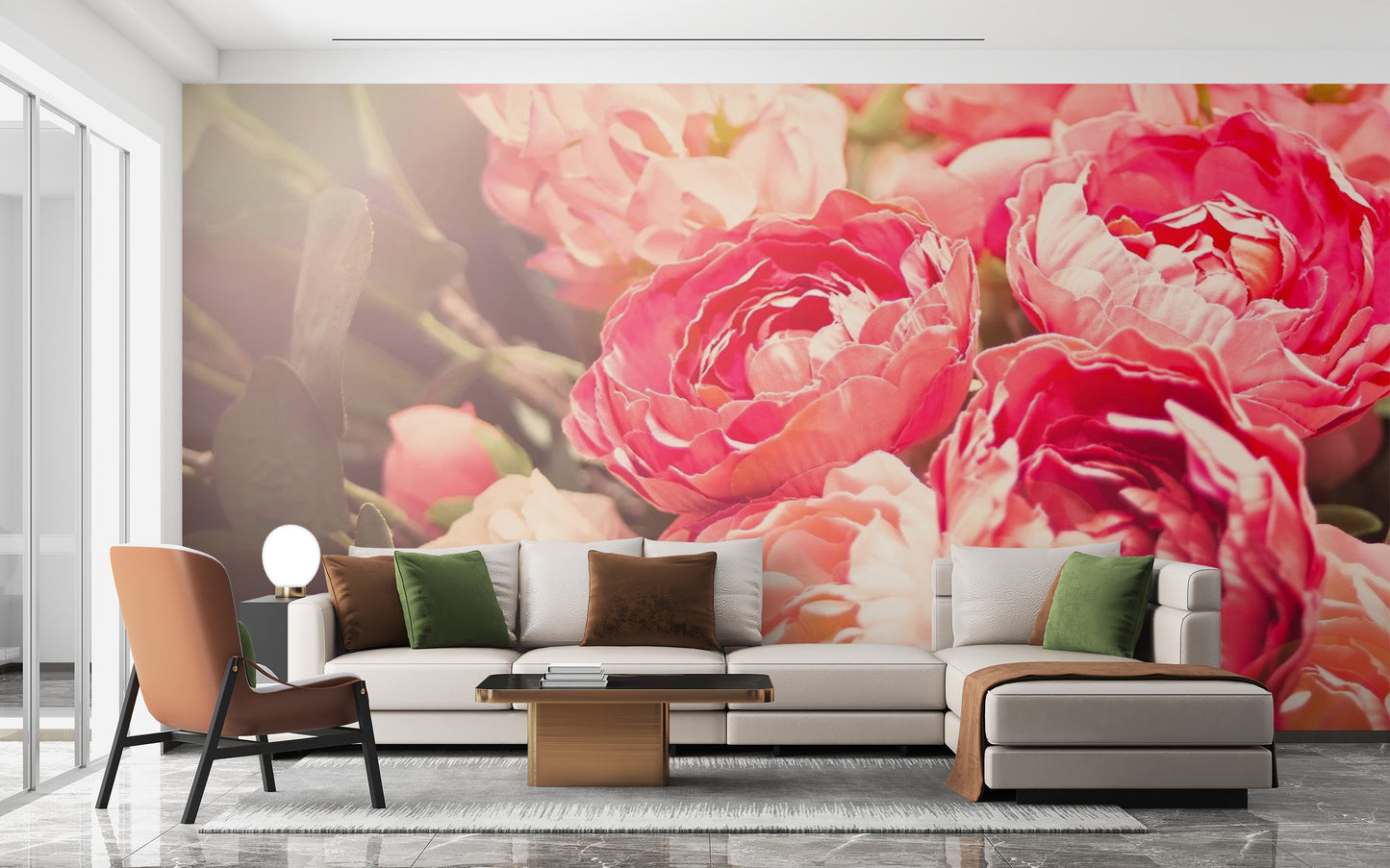 Abstract Flowers office wall mural showing artistic brushstrokes and petals.