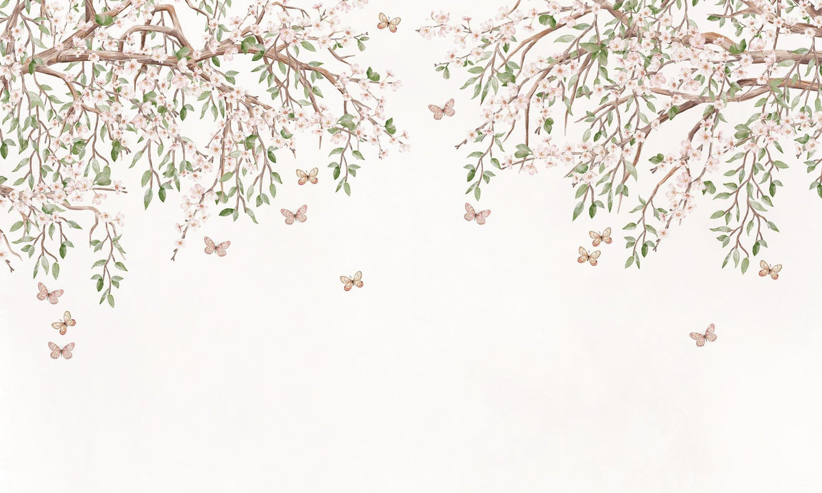 Blooming Blossom Light Pink Color Wallpaper in your room — zoomed