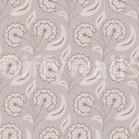 Bloomscape Beige wallpaper close-up showing the mauve daisy and cream leaf pattern detail