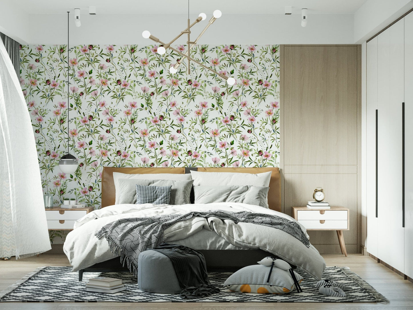 Watercolor style flower bud greenery texture Blossom Hues wall décor.