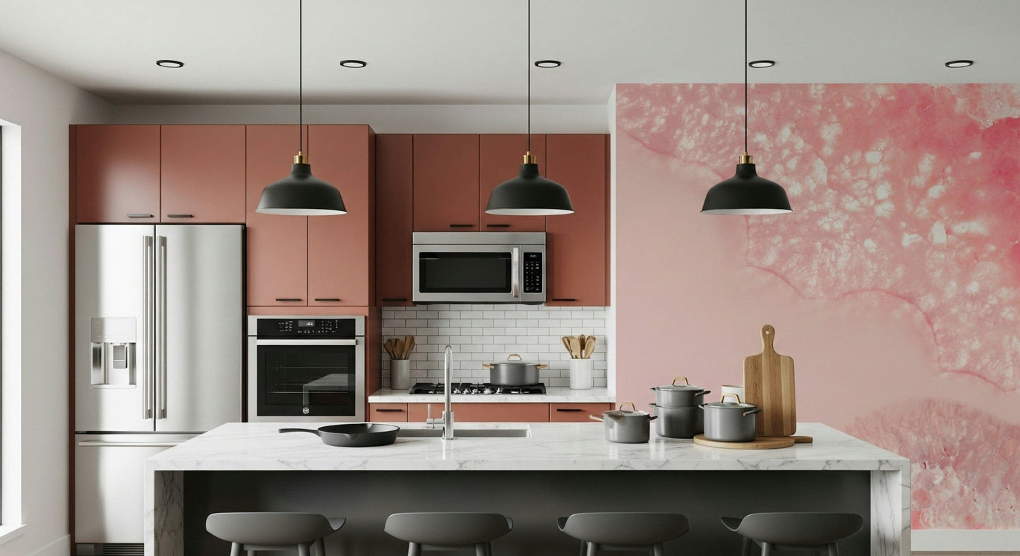 Wall mural with serene petals and subtle crystal textures for a calming, elegant effect.