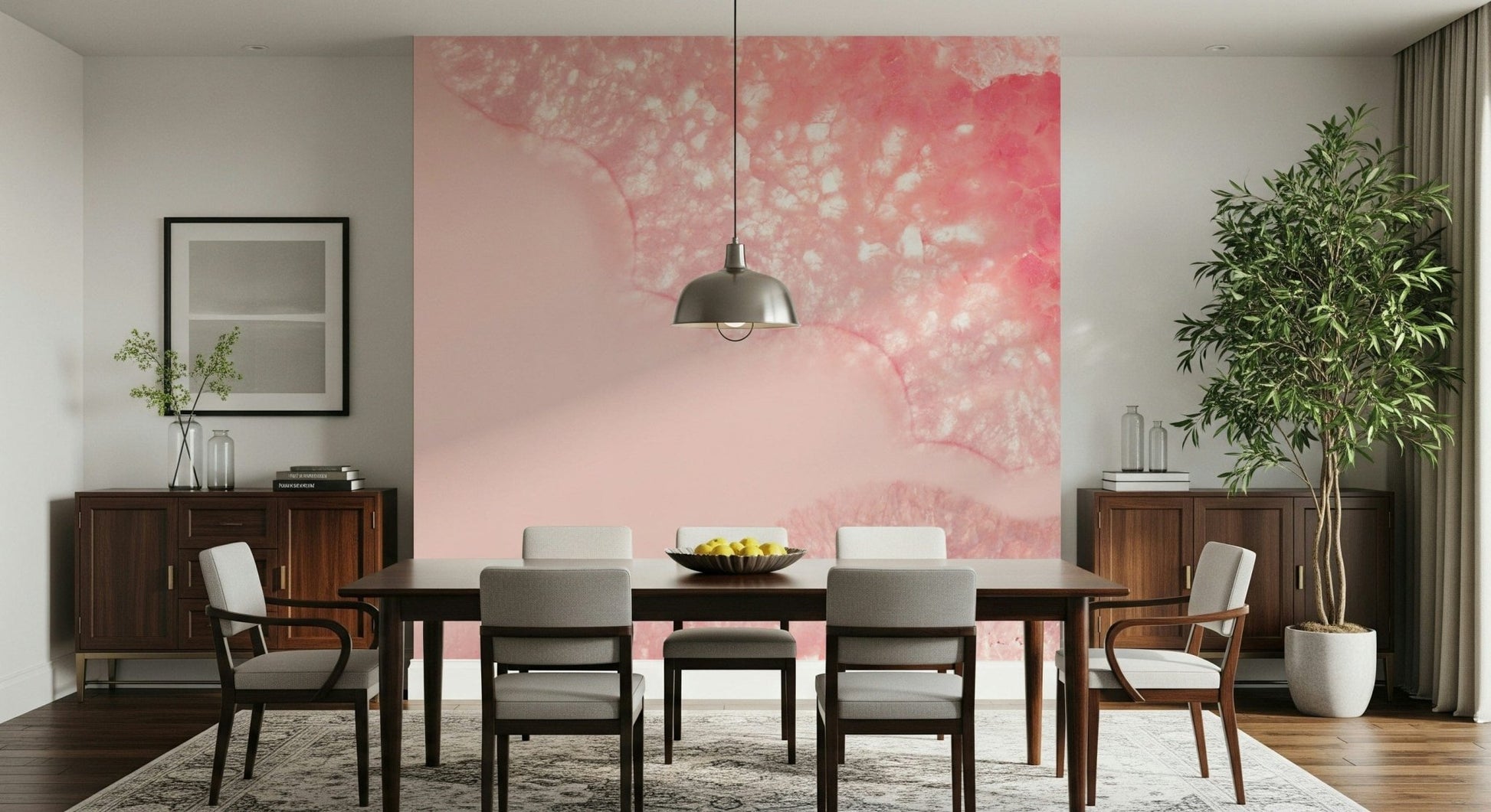 Floral-inspired wallpaper with gentle blossom petals and shimmering crystal highlights.