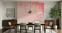 Floral-inspired wallpaper with gentle blossom petals and shimmering crystal highlights.