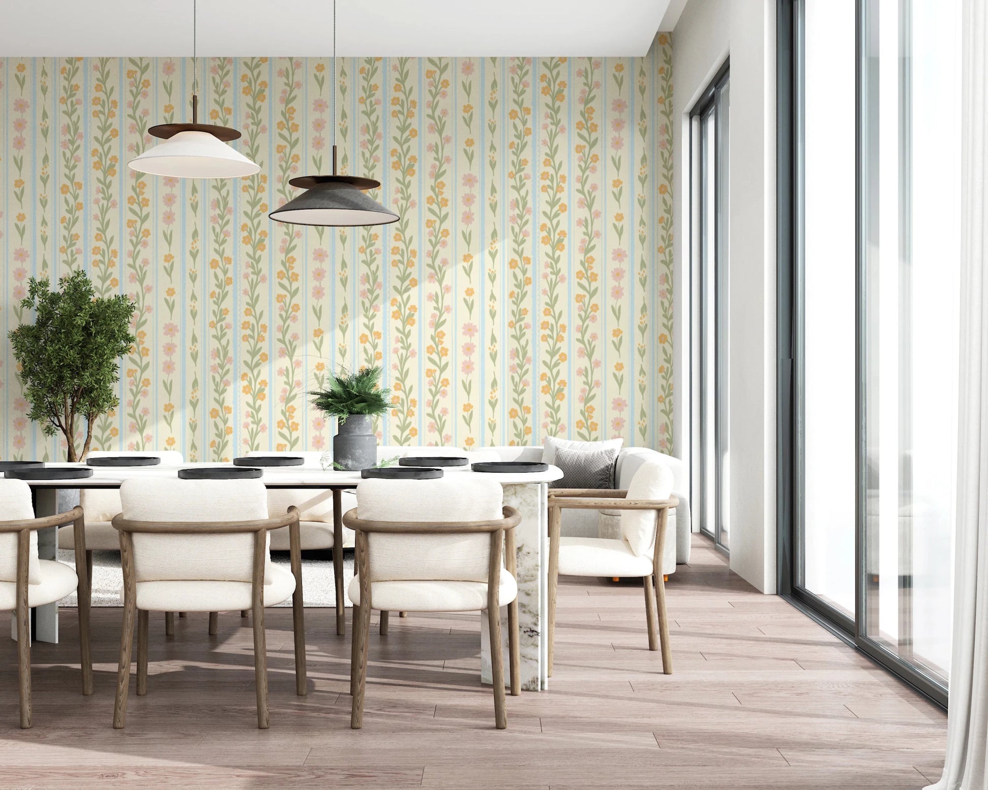 Blossom Stripes Wallpaper⁠