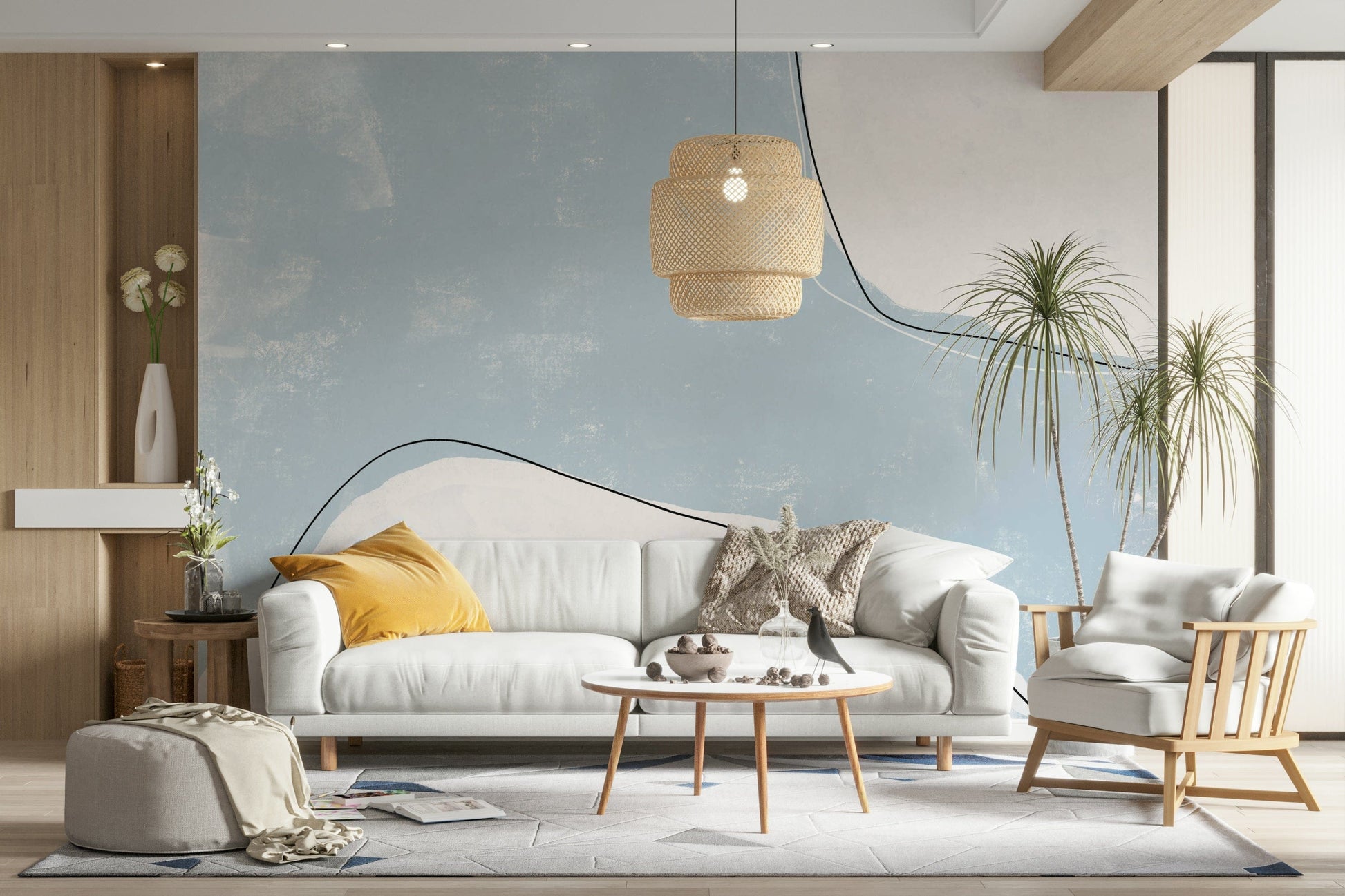 A serene abstract brushstroke wall mural for your decor.


