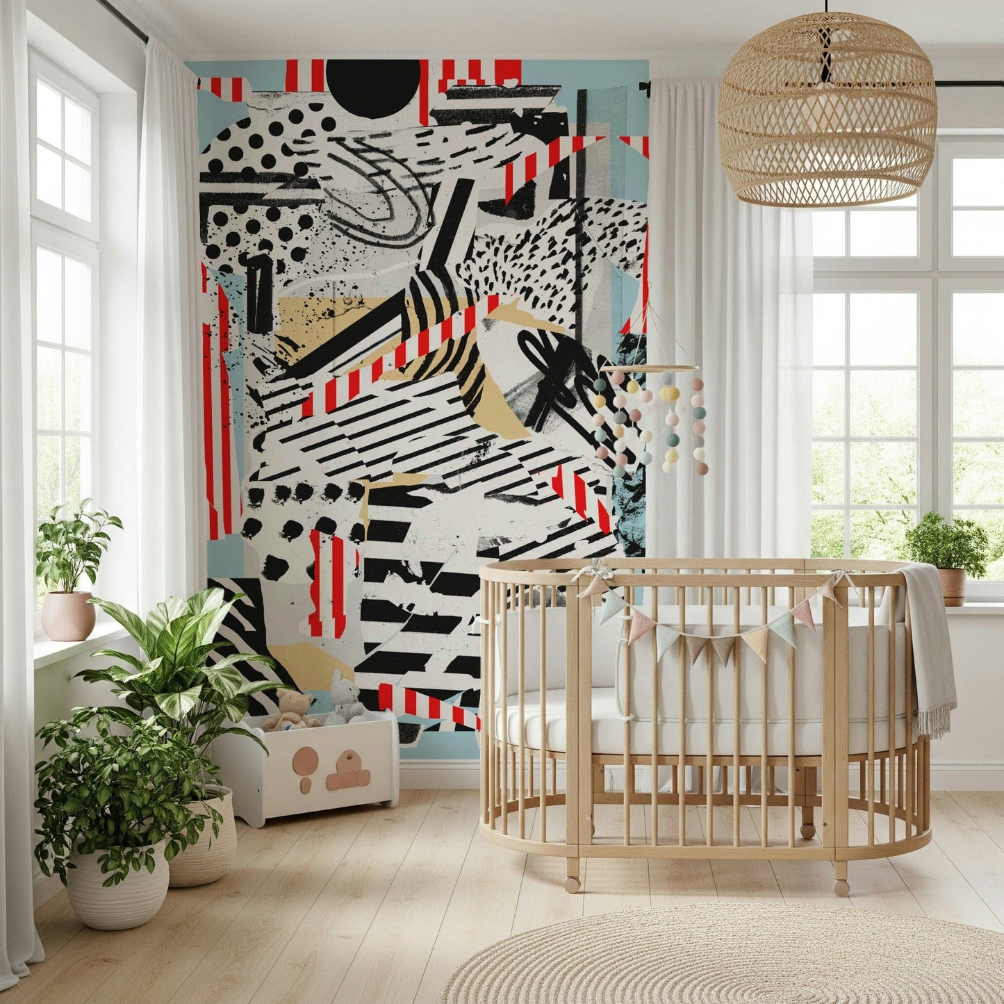 A calming granite pattern wallpaper mural that defines a space.

