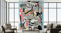 A serene blue pearl texture wall mural for opulent decor.

