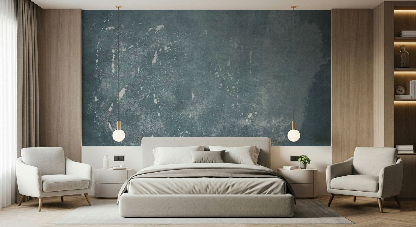 A peaceful modern abstract mural on decorative wallpaper.