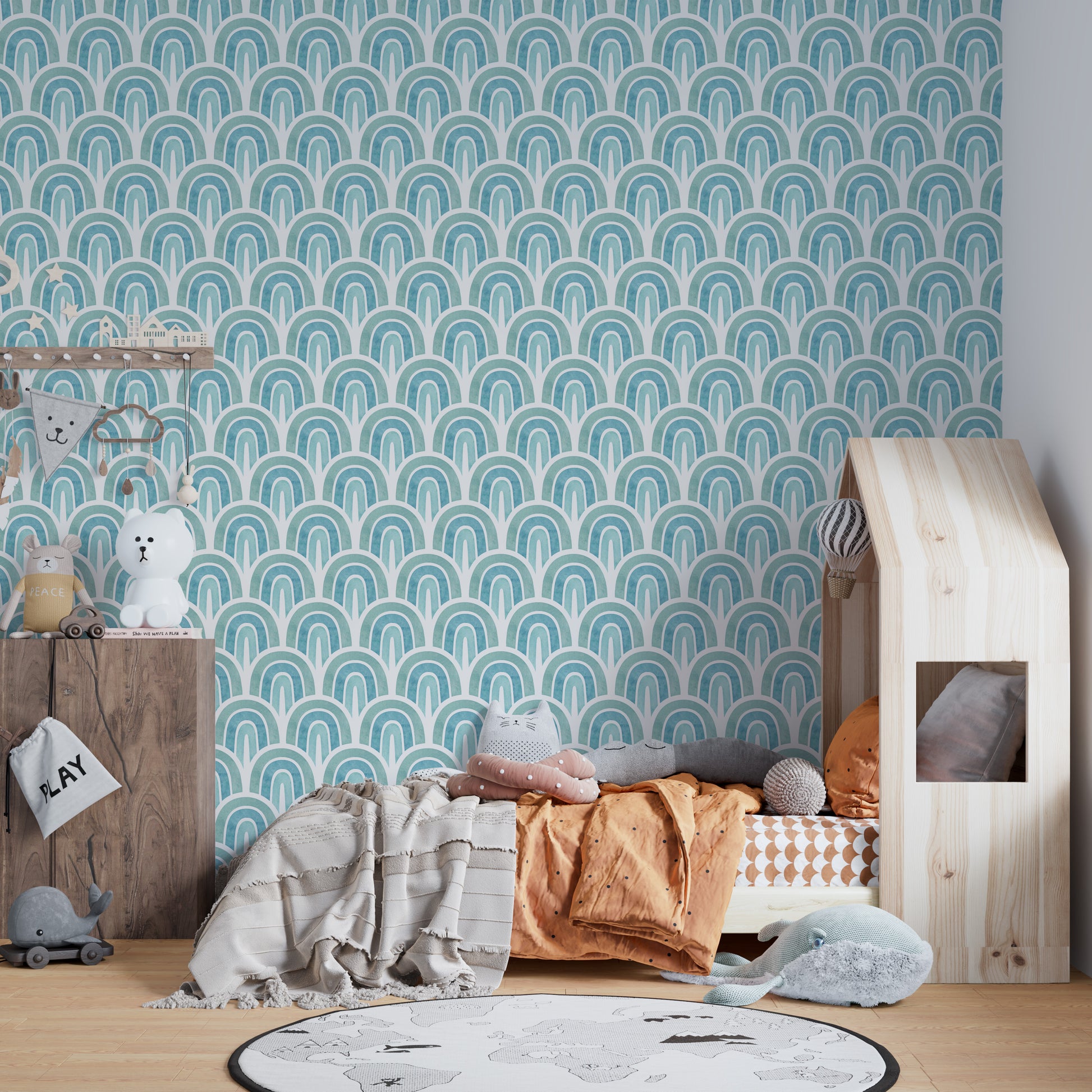 Blue aesthetic rainbow wallpaper style
