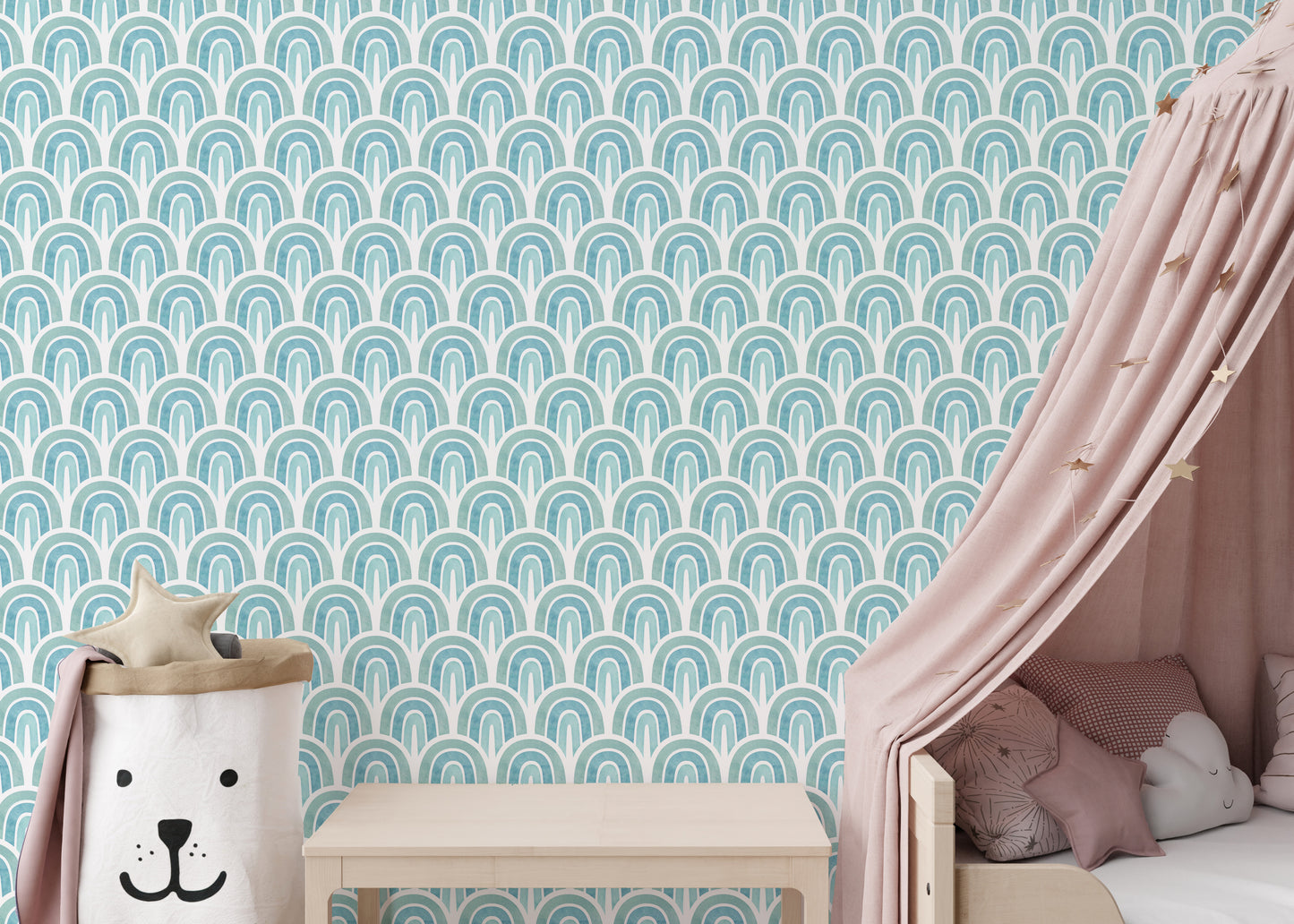 Blue aesthetic rainbow wallpaper style