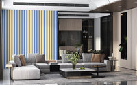 Blue and yellow Candy stripes Wallpaper showcasing a rhythmic linear arrangement.