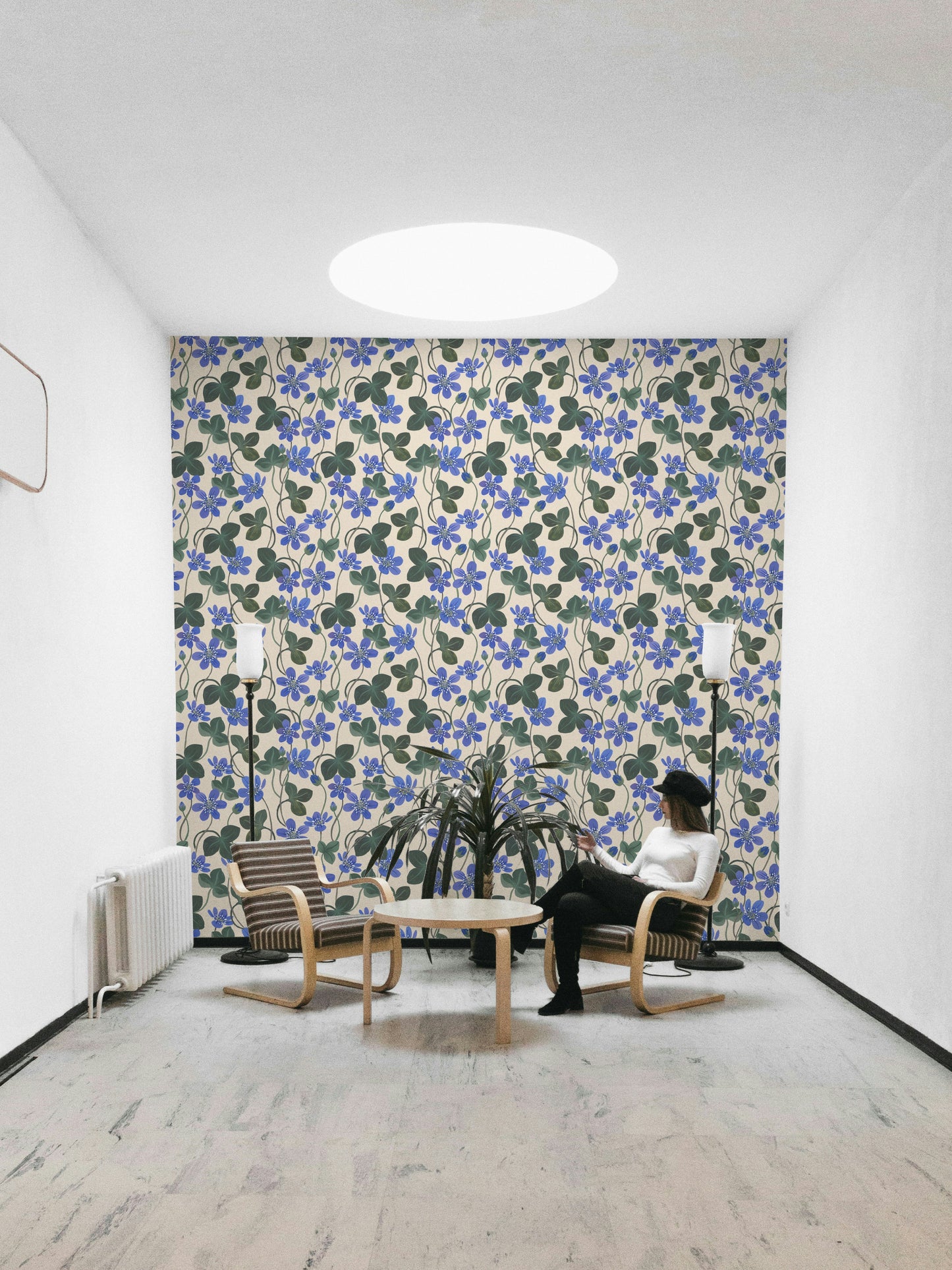 Blue anemone pattern for classic interiors

