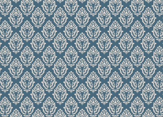 Blue Damask Pattern Wallpaper Mural