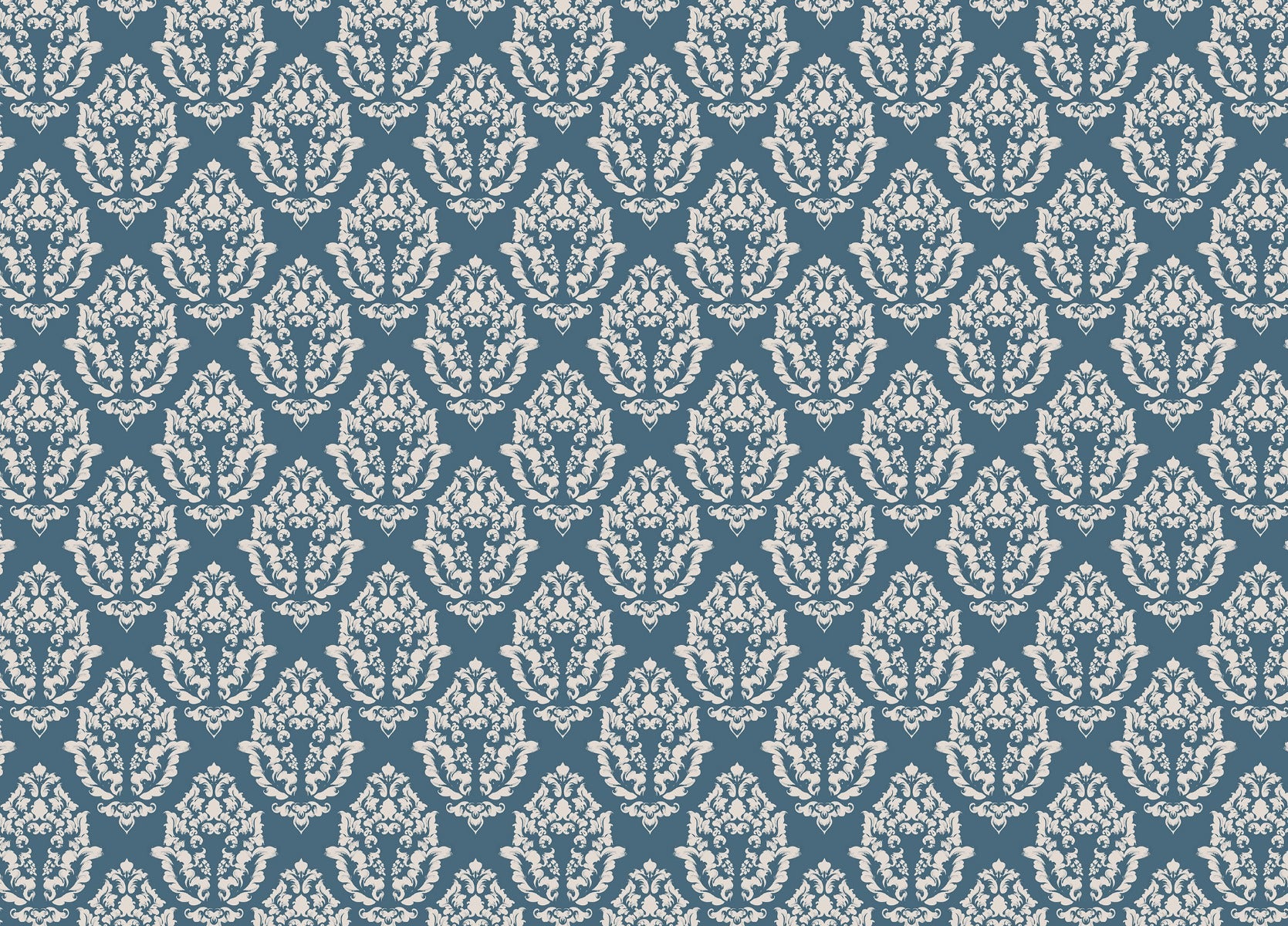 Blue Damask Pattern Wallpaper Mural