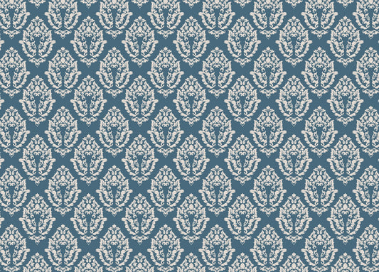 Blue Damask Pattern Wallpaper Mural