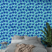 Blueberry mural wallpaper with birds

