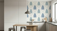 Traditional Blue Botanic Arbor wall art, peaceful blue and white.
