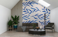 Elegant blue botanical pattern showcasing detailed foliage designs.