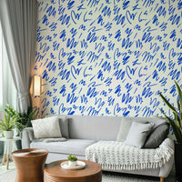 An interior with a fun and artistic accent wall

