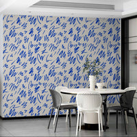 A studio decorated with an abstract wall mural

