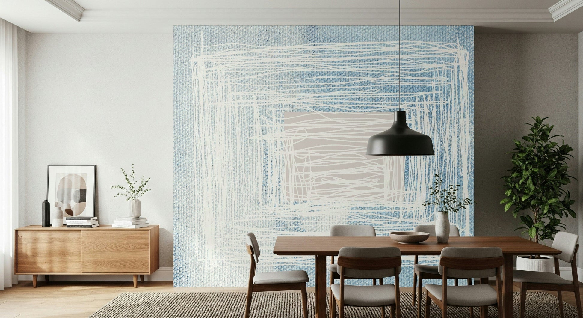 A beautiful abstract dreamscape wallpaper mural with soft, layered textures like canvas.