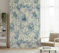 Graceful Blue Floral Chinoiserie Charm covering powder blue roses.