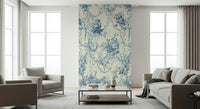 Soft Blue Floral Chinoiserie Charm pattern luxurious wall accent.