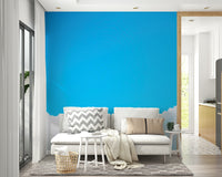 A calming serene sky wallpaper mural that defines a space.

