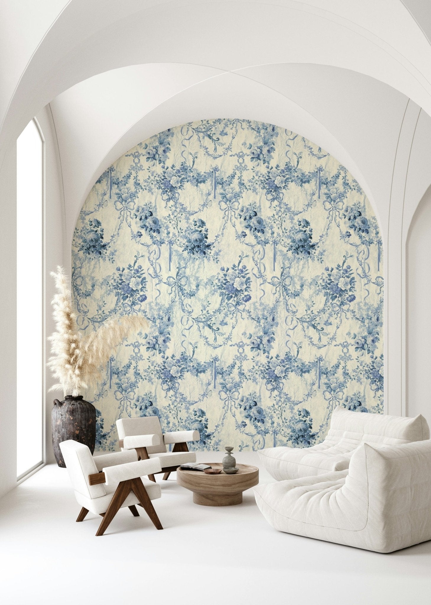 Victorian Blue Floral Chinoiserie Charm motif graceful home decor.