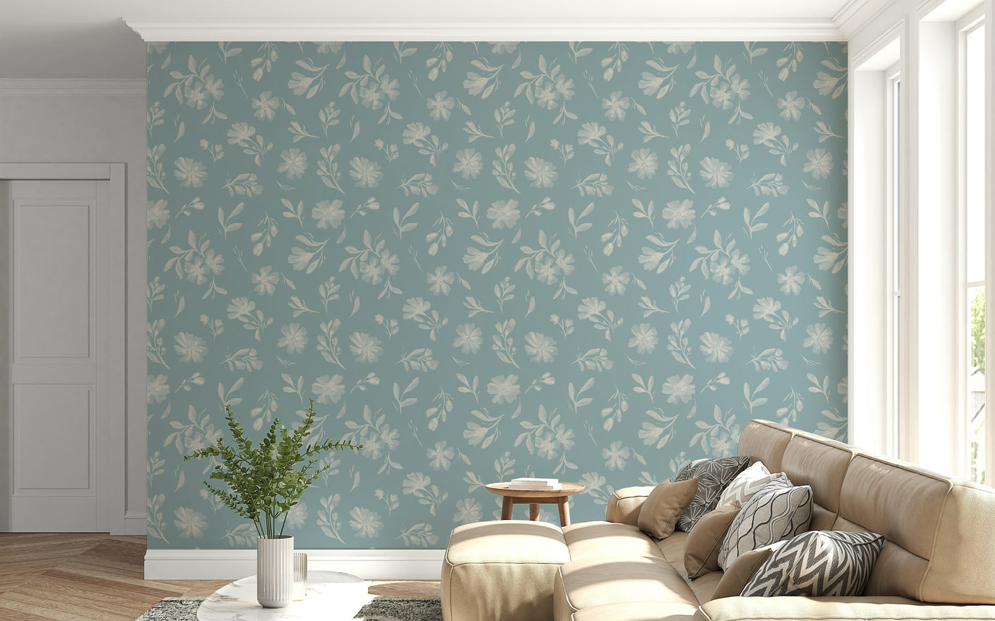 Airy garden aesthetic Soft Floral Whisper wall mural.