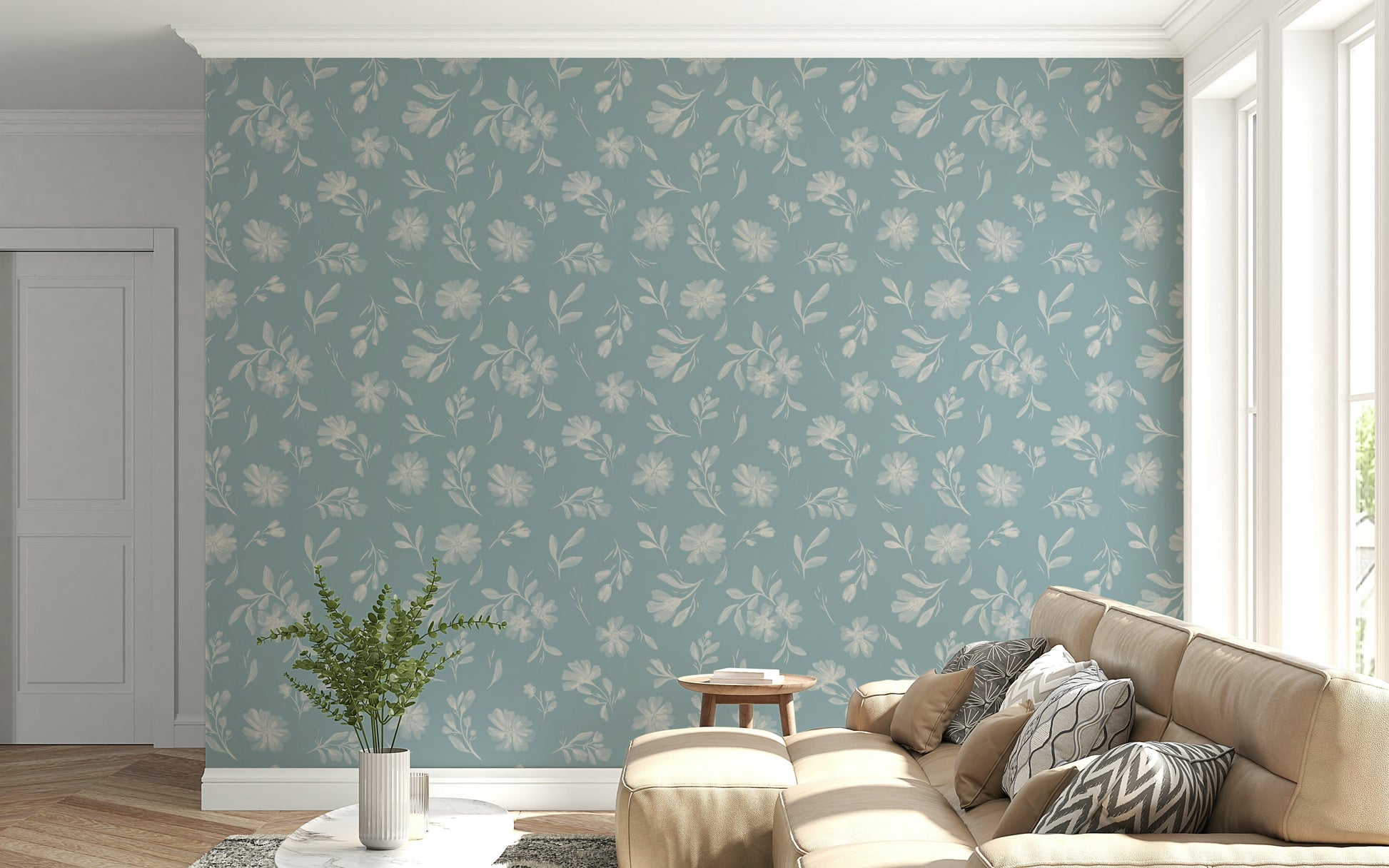 Airy garden aesthetic Soft Floral Whisper wall mural.