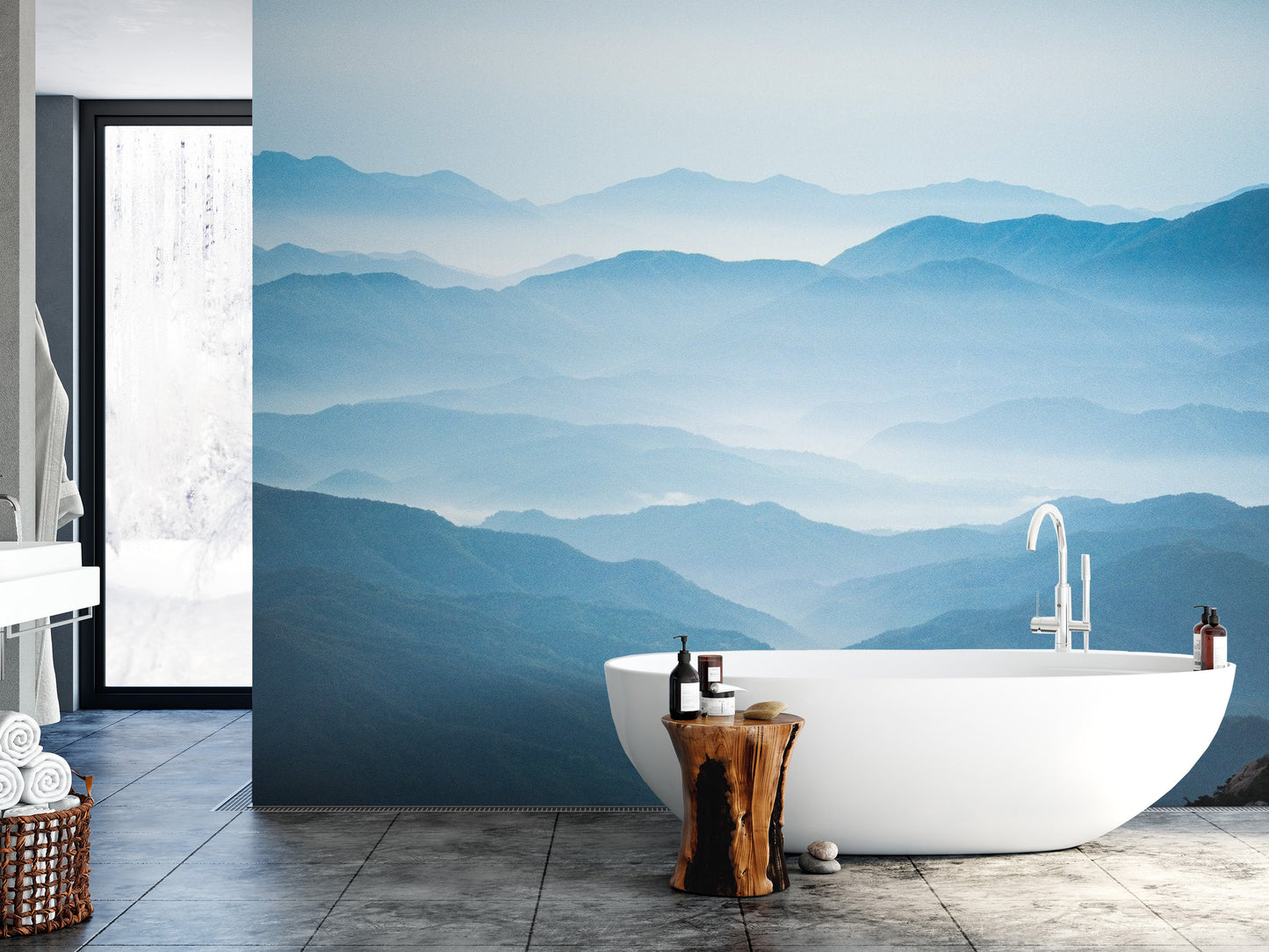 Elegant slate blue wallpaper with a mountain gradient.