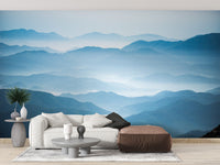 Blue gradient mountain wallpaper for interiors

