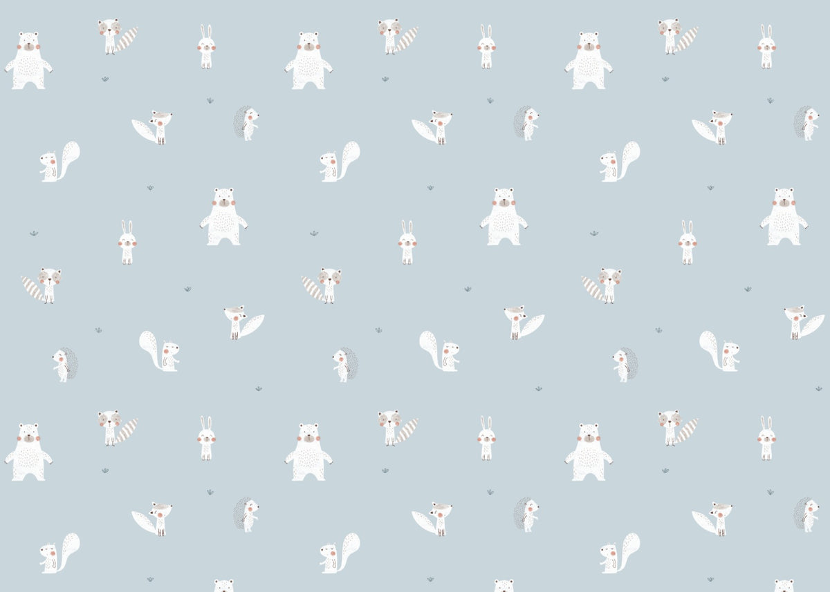 Forest Animals Blue Wallpaper For Walls in your room