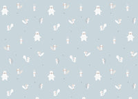 Forest Animals Blue Wallpaper For Walls featuring a sleeping fox.