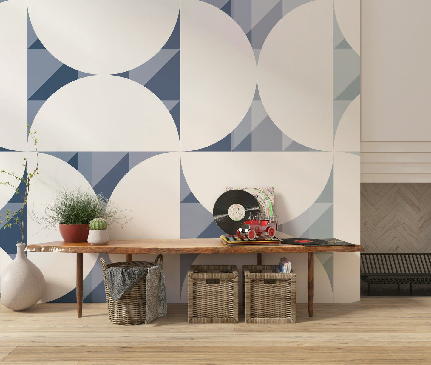 Blue Circle Dance Wall Mural