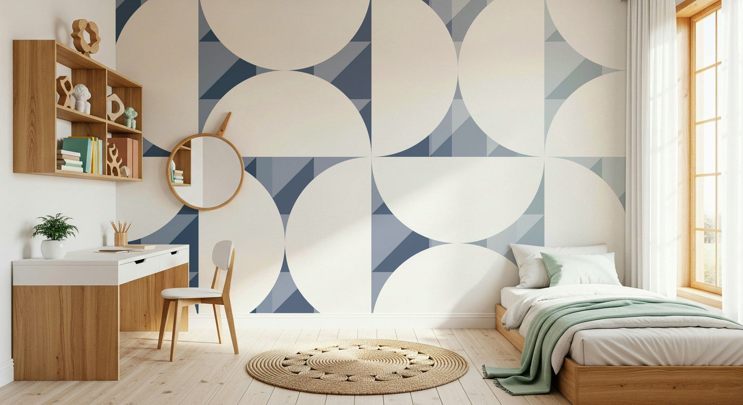 Blue Circle Dance Wall Mural